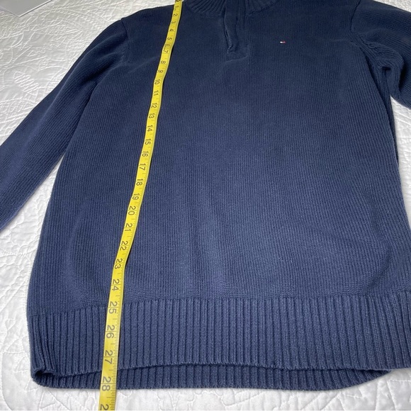 Tommy Hilfiger 1/4 Zip Navy Sweater with Elbow Patches Boys XL (20) Preppy Retro - Picture 4 of 10